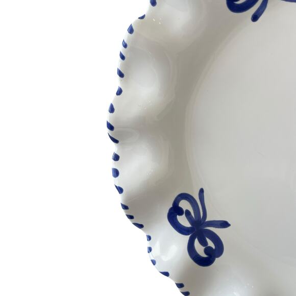 La Ceramica Italy Blue Bow Scalloped Edge Dinner Plates 10.75" Set of 4 New - Picture 10 of 13